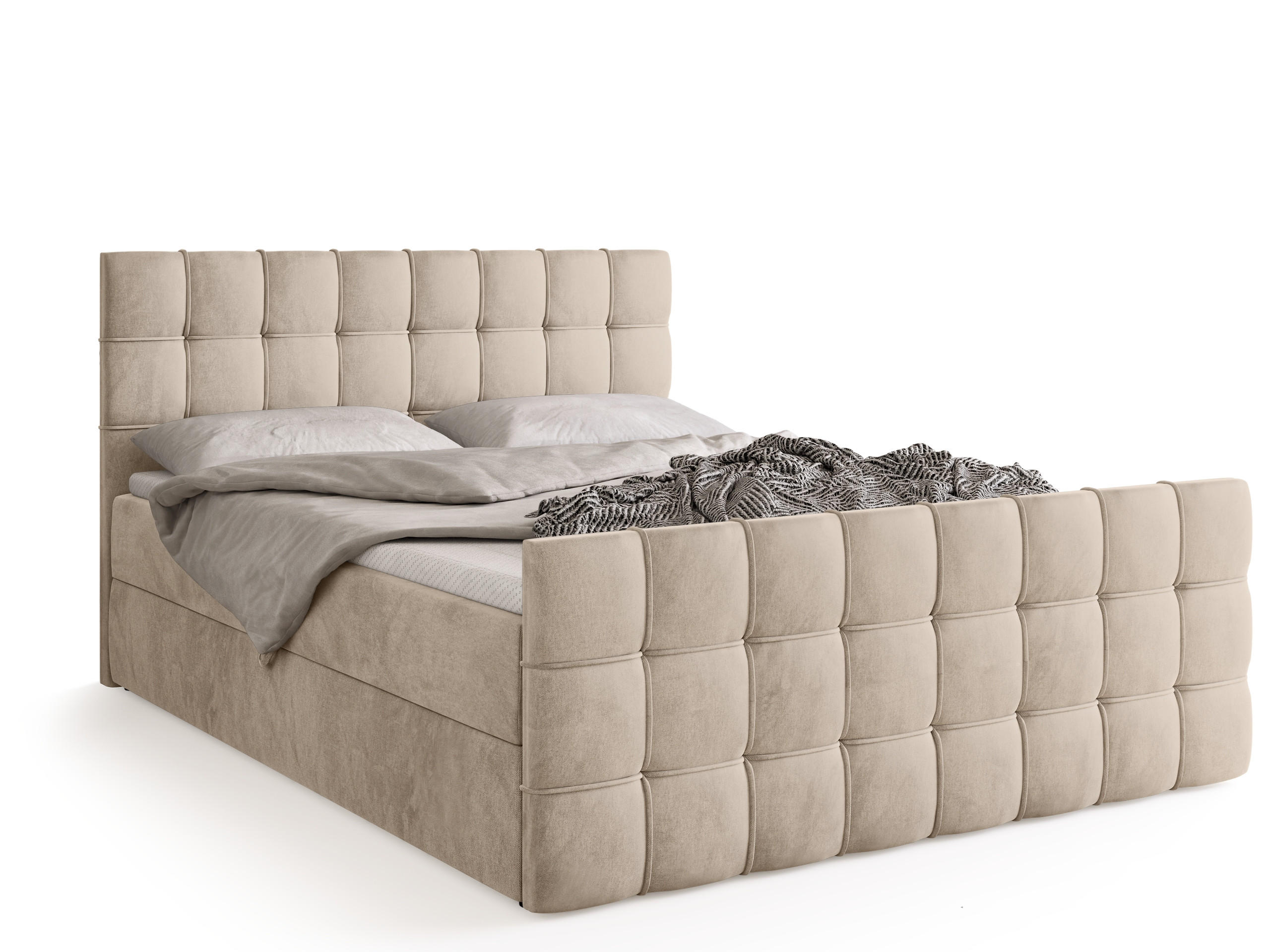 BOXBETT Detroit Duo mit Topper 140/200 Creme - Creme, Textil (140/200cm) - Bromarkt