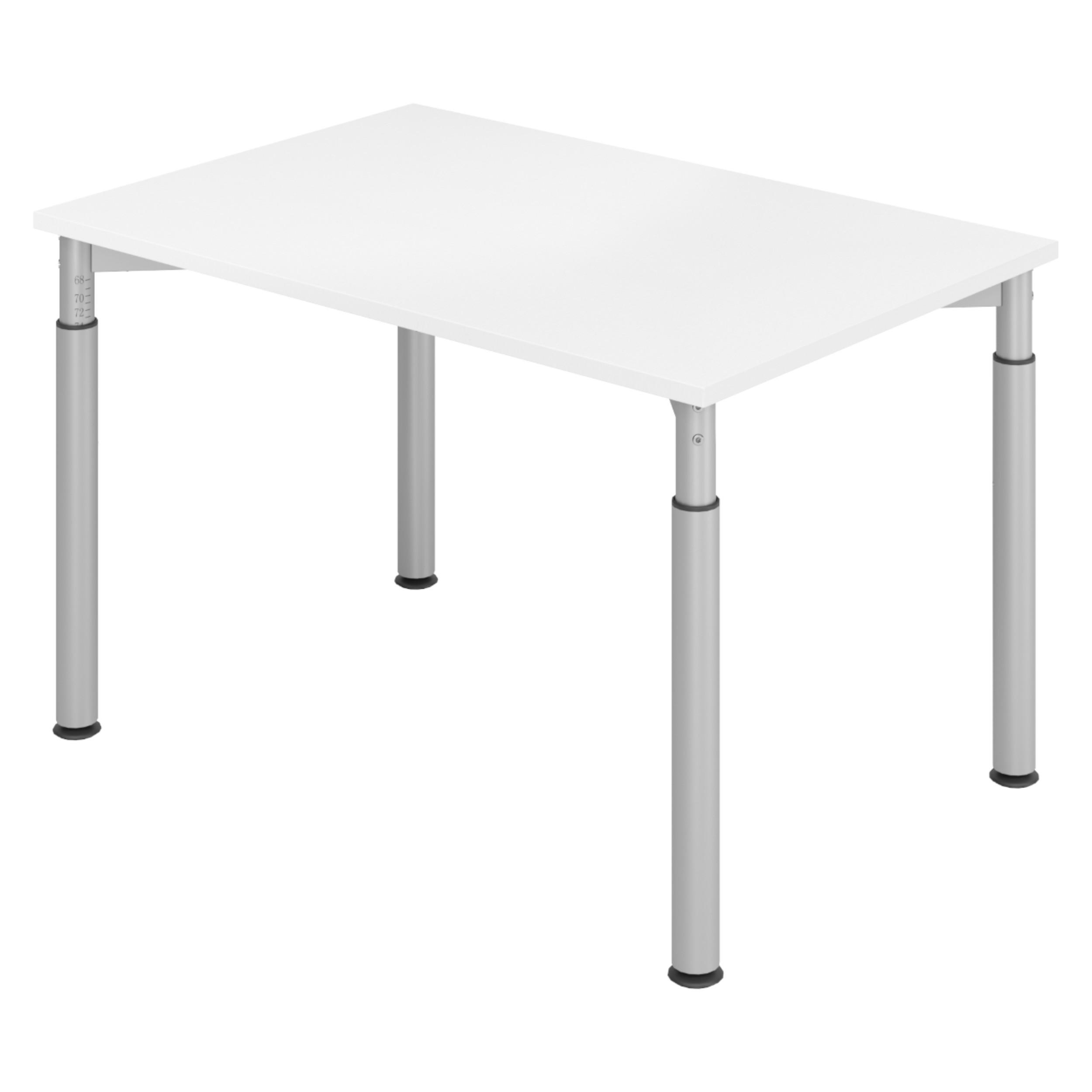 SCHREIBTISCH Serie-Y 80/120/74 cm in Weiß/Silberfarben - Silberfarben/Weiß, Holzwerkstoff (80/120/74cm) - bümö