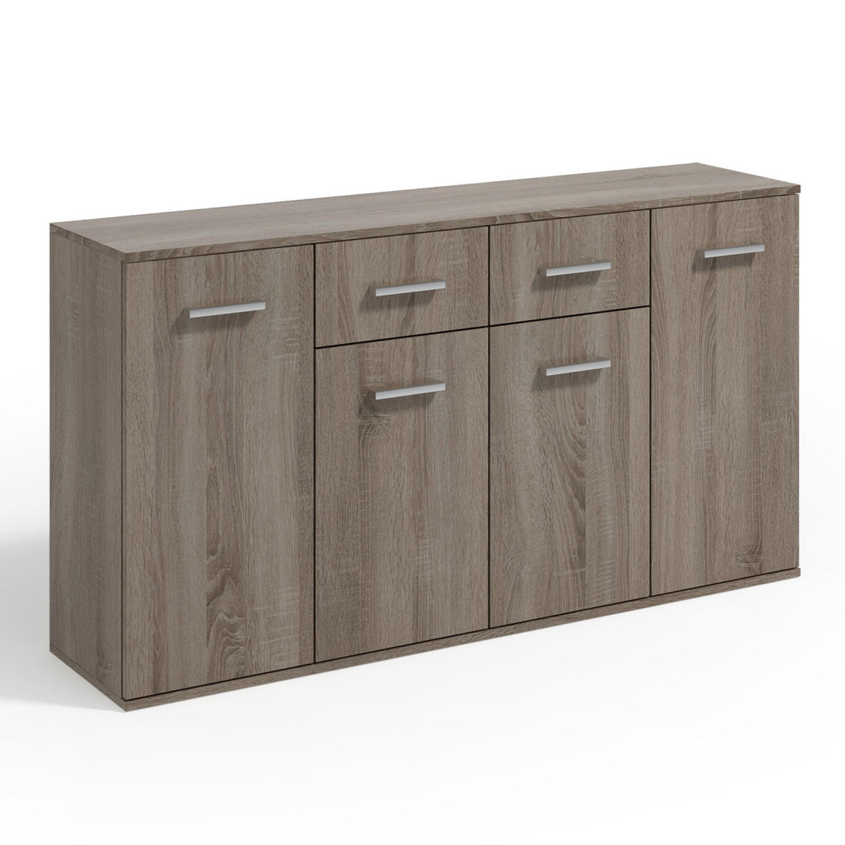 SIDEBOARD GIACOMO III 160/85/33 cm mit 2 Schubladen 4 Türen Trüffeleichefarben - Trüffeleichefarben, Holzwerkstoff (160/85/33cm) - MASSENO