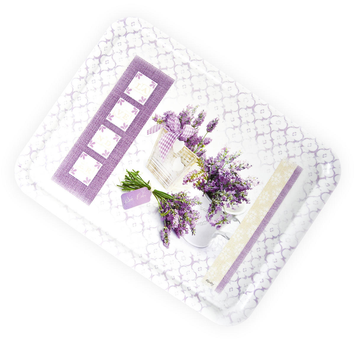 TABLETT Lavendeltraum, rechteckige Melamin Serviertablett 50x37 cm - Flieder, Kunststoff (37/2/50cm) - Lashuma