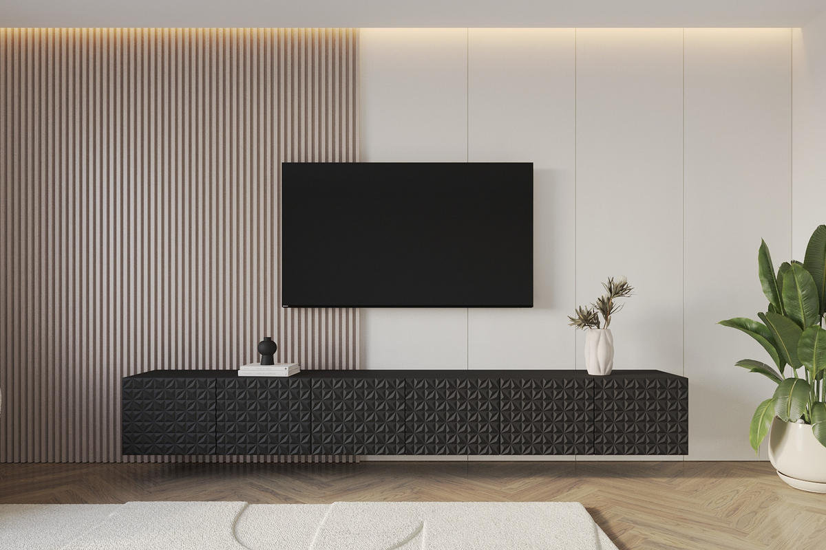 LOWBOARD VIRA-W 3x100x40x41 cm - Schwarz - Schwarz, Holzwerkstoff (300/40/41cm) - ALTDECOR