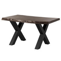 BAUMTISCH Akazie 140x90x77 grau lackiert / X-Beine anthrazit matt FREEFORM 5 - Anthrazit/Grau, Holz (140/90/77cm) - Massivmoebel24