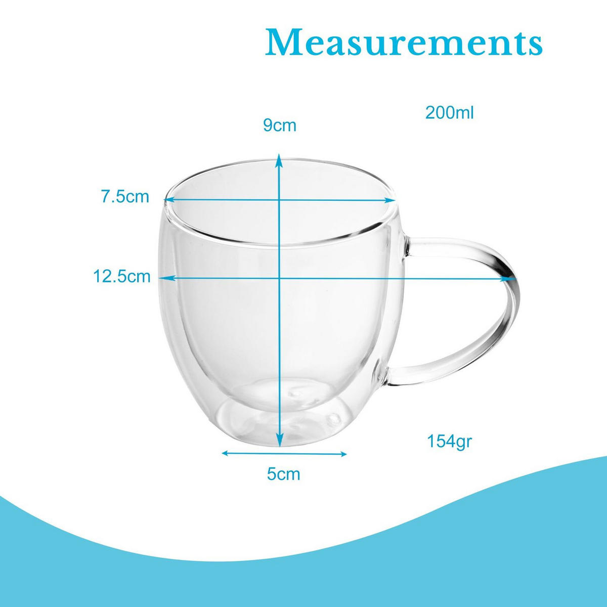 TEEGLAS 200 ml (2er-Set) - Transparent, Glas - Intirilife