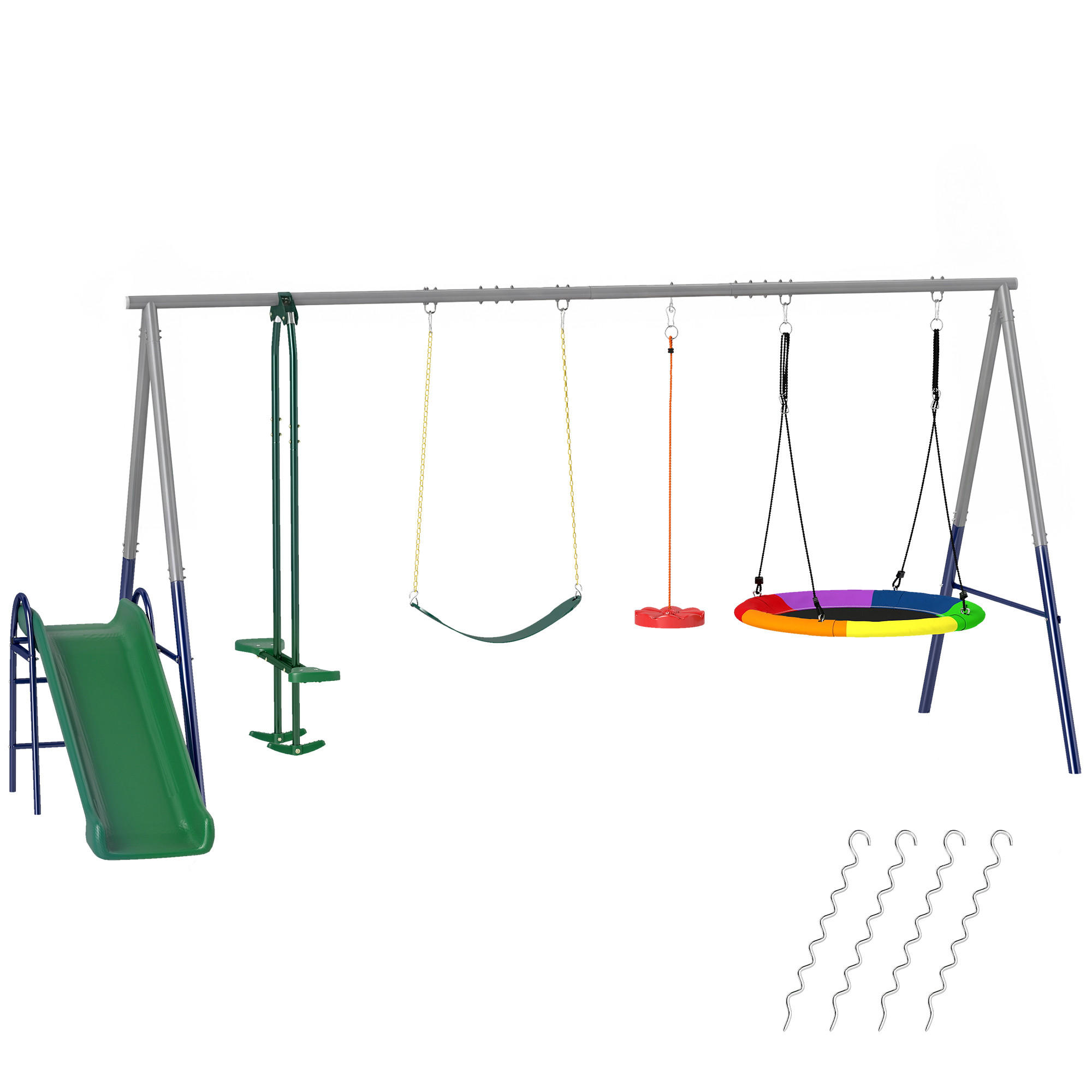 SCHAUKELGESTELL Stahl HDPE Mehrfarbig - Multicolor, Metall (196/203/382cm) - AIYAPLAY