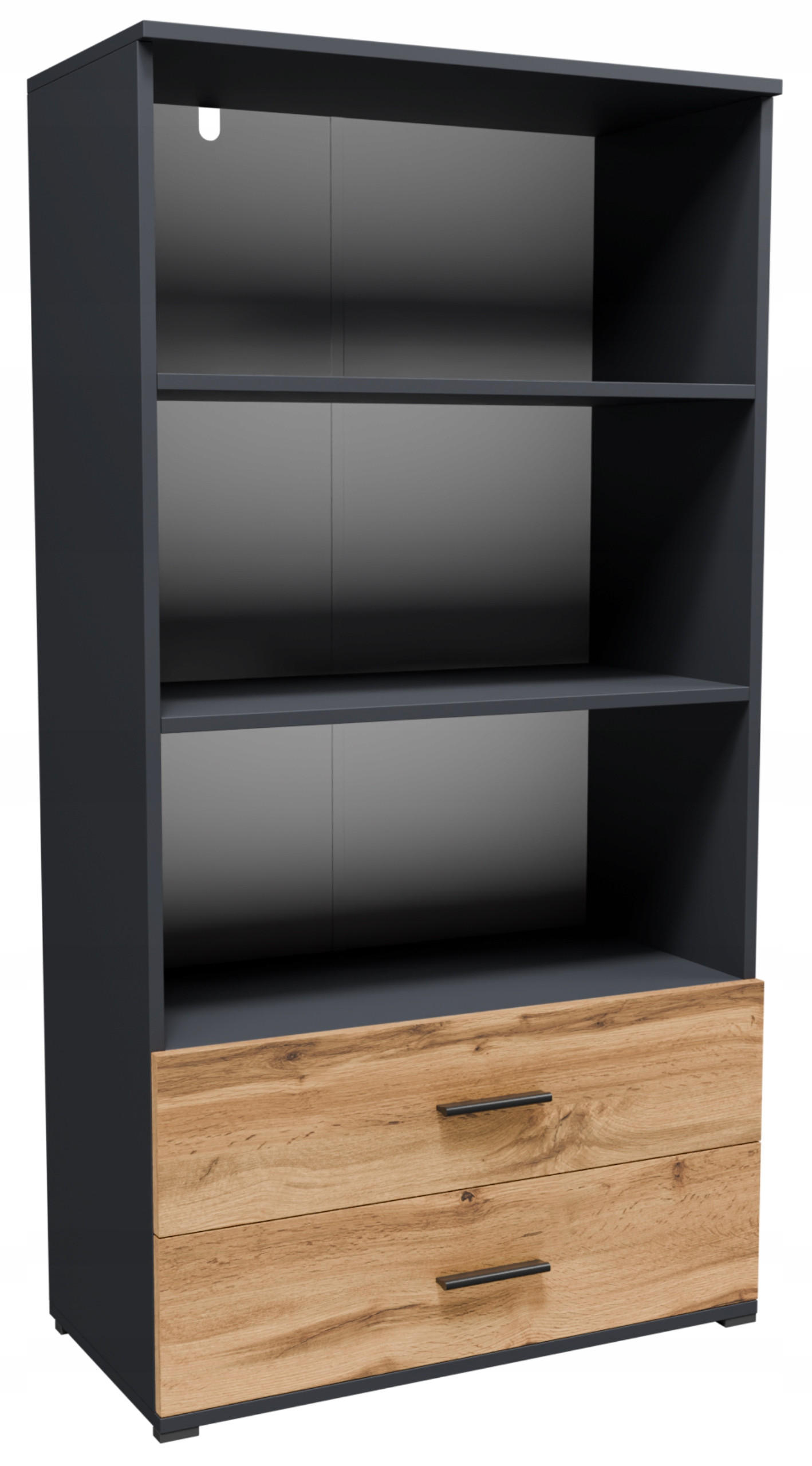 BÜCHERREGAL CR3-ST2 Graphit-Wotan Eiche 69/34/130 cm - Eiche Wotan/Graphitfarben, Holzwerkstoff (69/130/34cm)