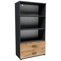 BÜCHERREGAL CR3-ST2 Graphit-Wotan Eiche 69/34/130 cm - Eiche Wotan/Graphitfarben, Holzwerkstoff (69/130/34cm)