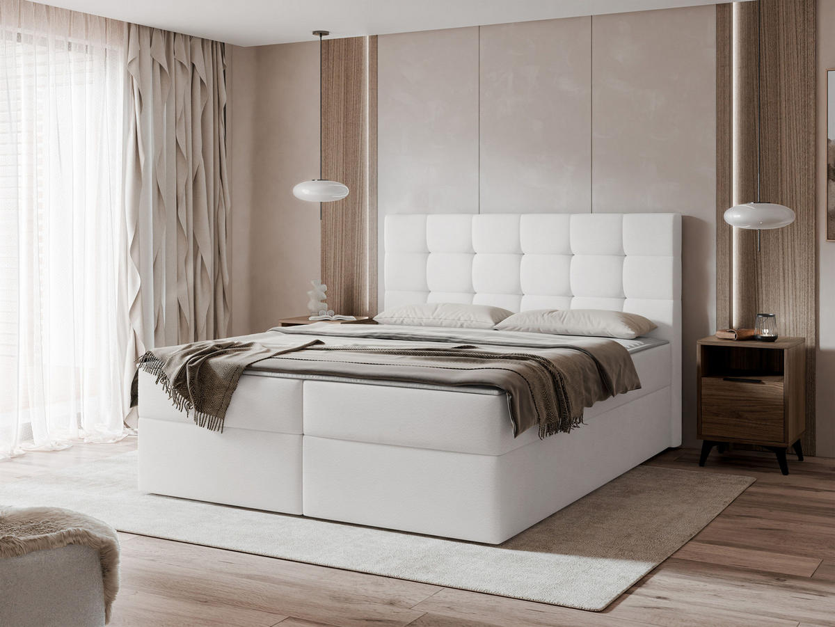 BOXBETT Luanda - H3 - Weiß, Holzwerkstoff/Textil (180/200cm) - MIRJAN24