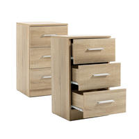 NACHTTISCHE 2er Set in Naturfarbe mit 3 Schubladen - Naturfarben, Holz (35.2/65.5/37.6cm) - KOMHTOM