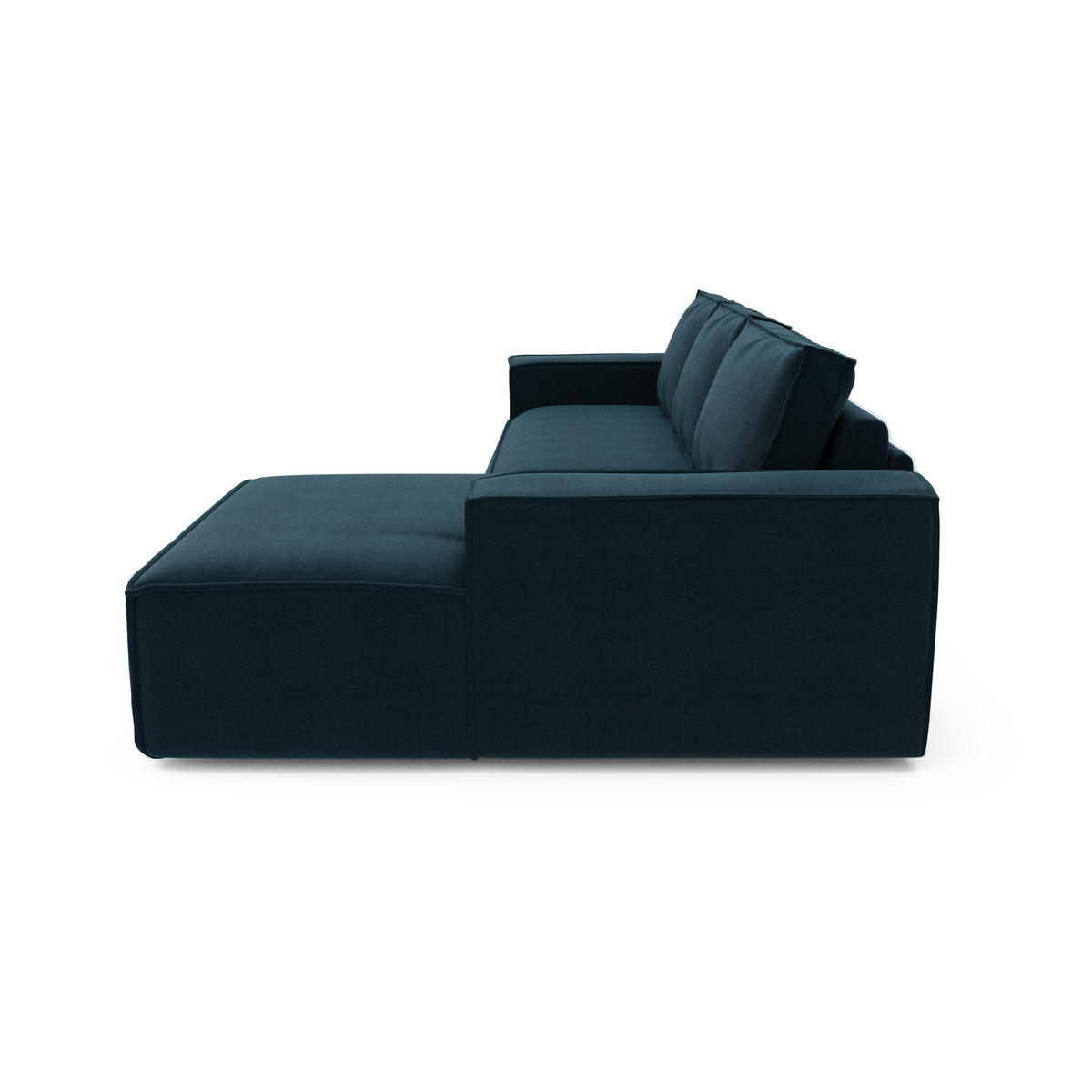 ECKSOFA RECHTS Samt Pfauenblau 302cm - Blau/Hellblau, Textil (302/165cm) - Sia Home
