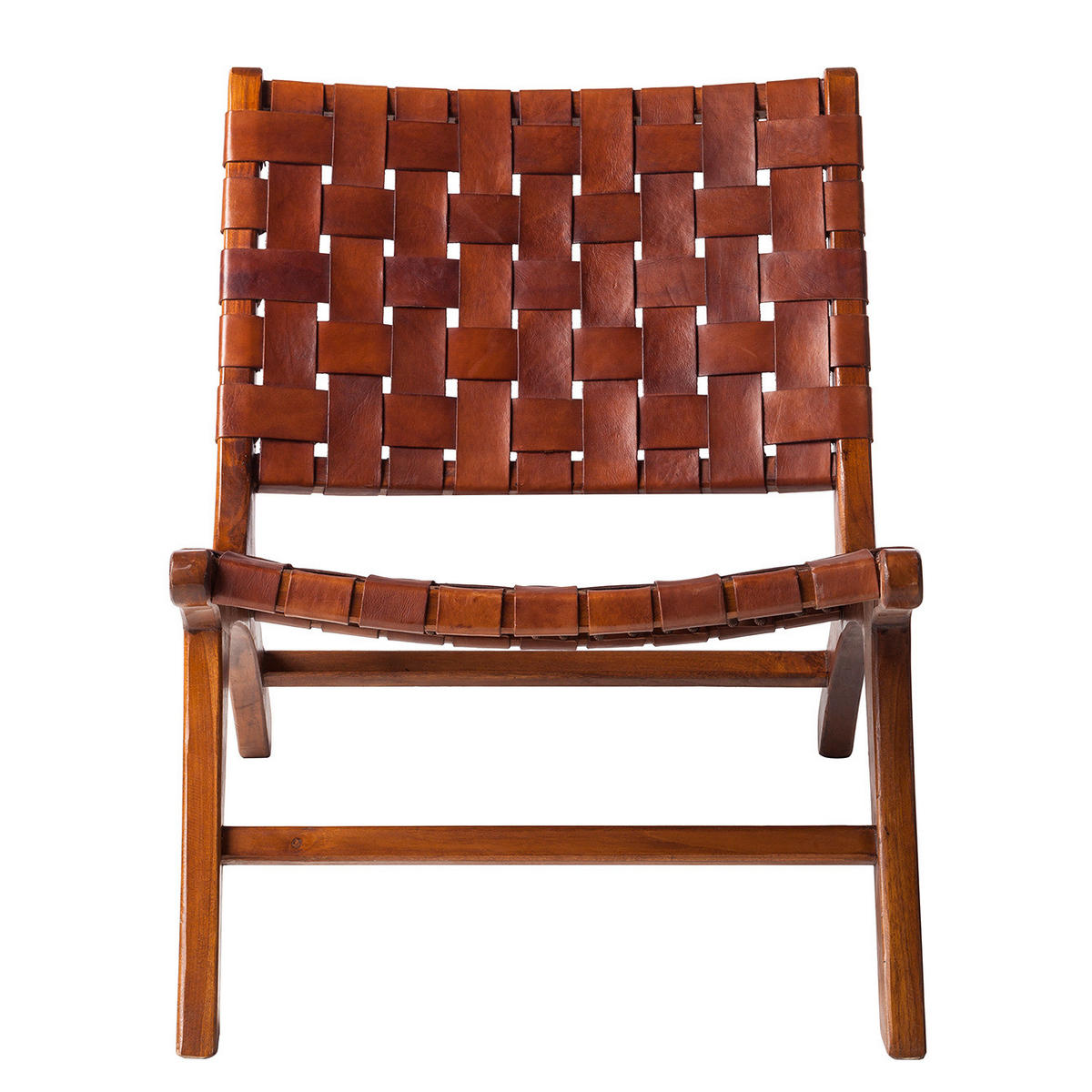 STUHL - Echtleder / Teak massiv - Teakfarben, Leder/Holz (60/68/78cm) - home24