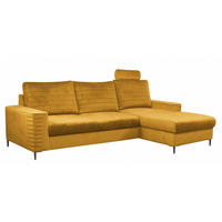 ECKSOFA Muskat Gelb OLI Ausziehbar Mit Kopfstütze Und Bettkasten Rechts - Goldfarben/Orange, Textil (165/253cm) - Sepro Meble