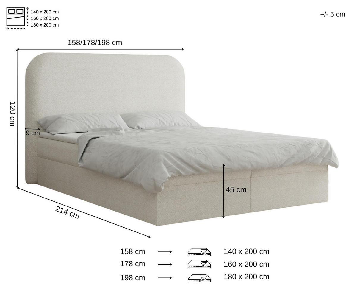 BOXBETT 160x200 - 07 Anthology 15 - Hellgrau - Hellgrau, Holzwerkstoff (160/200cm) - Möblo