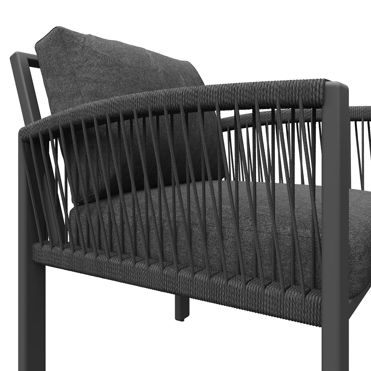VRTNI lounge set za 8 osoba 234/69/86 cm sivi od metala, poliestera i drva s užetom i podesivim nogicama - siva, metal - OKWISH
