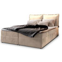 POSTEL BOXSPRING LENTE 160x200 cm, s matrací a úložným prostorem, krémová - krémová, kompozitní dřevo/textil (160/200cm) - MASSENO