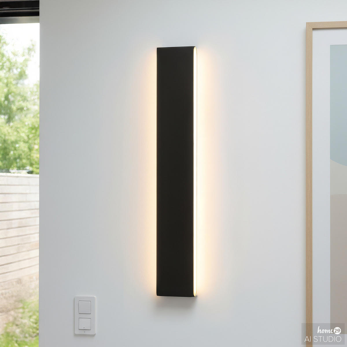 AKKU-WANDLEUCHTE inkl. Fernbedienung - Dimmbar - Aluminium - Schwarz, Metall (7/47/46cm) - home24