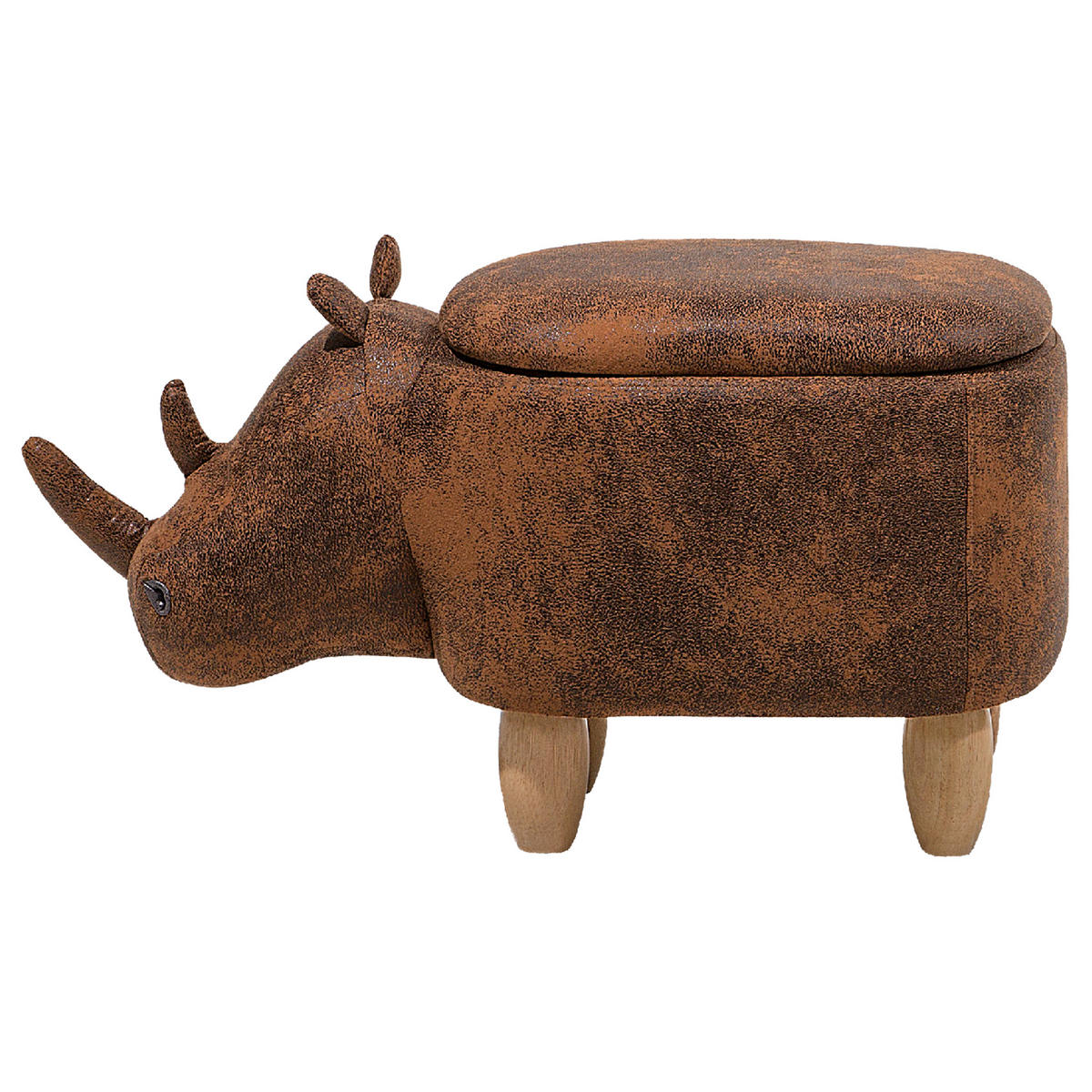 TIERHOCKER Hellbraun Rhino - Hellbraun/Braun, Kunststoff (60/35/32cm) - Beliani