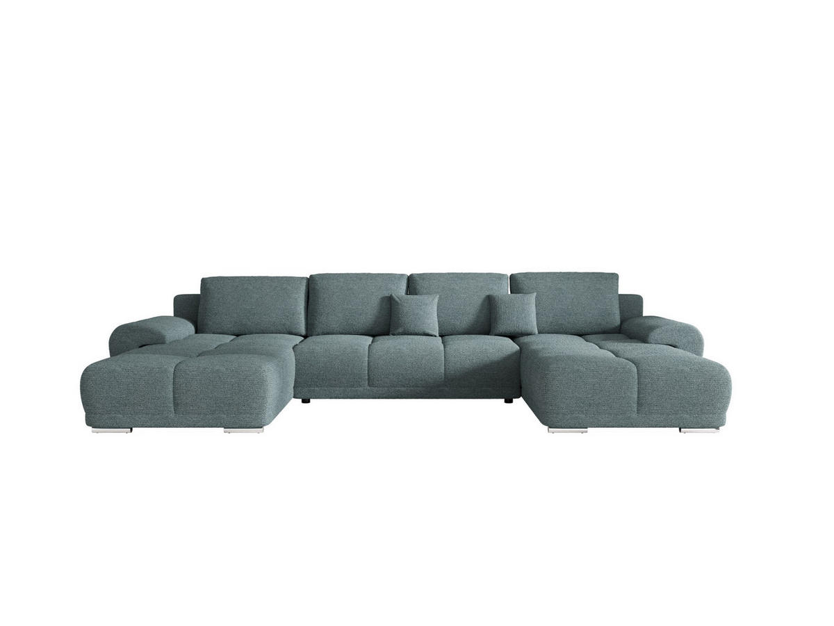 ECKSOFA BEGA U Links ARAGON 75 mit Schlaffunktion - Blau, Textil (372/87/185cm) - Bedante