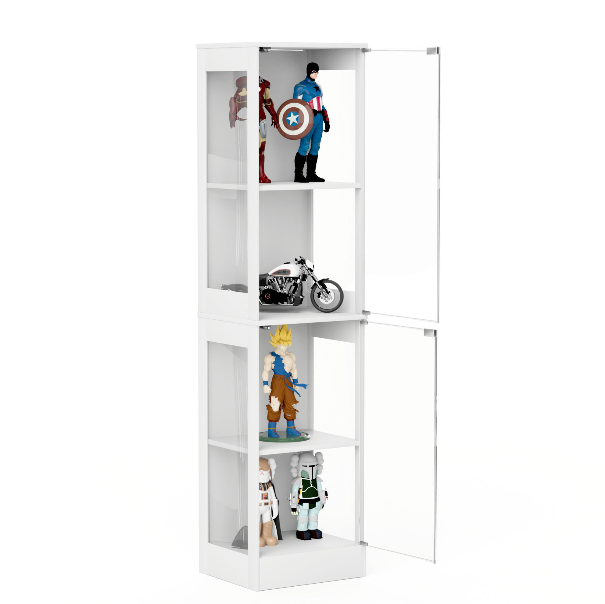 VITRINE 40/35/165 cm in Weiß mit Glastüren und LED-Beleuchtung - Weiß, Holzwerkstoff (40/165/35cm) - Flora Grace