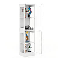 VITRINE 40/35/165 cm in Weiß mit Glastüren und LED-Beleuchtung - Weiß, Holzwerkstoff (40/165/35cm) - Flora Grace
