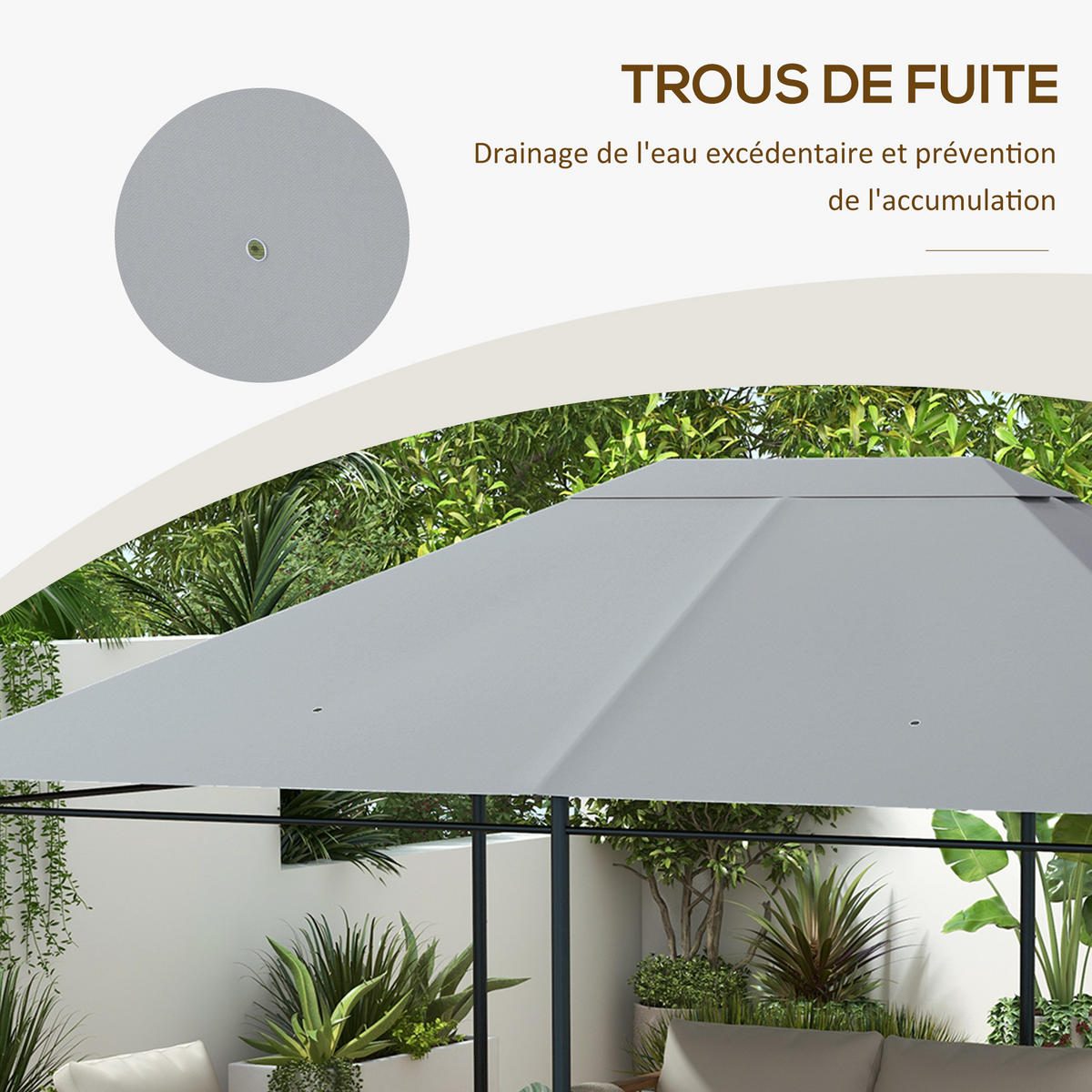 ERSATZDACH DE-12652 300/400 cm 180 g/m² mit Belüftung Hellgrau - Hellgrau, Textil (297/1/397cm) - ComfortXL
