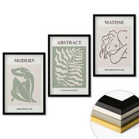 WANDBILDER 3er-Set - 40x60 cm Schwarzer Rahmen - Stilvolle grüne Gemälde mit Figuren - Schwarz, Kunststoff (40/60cm) - ArtPrintCave