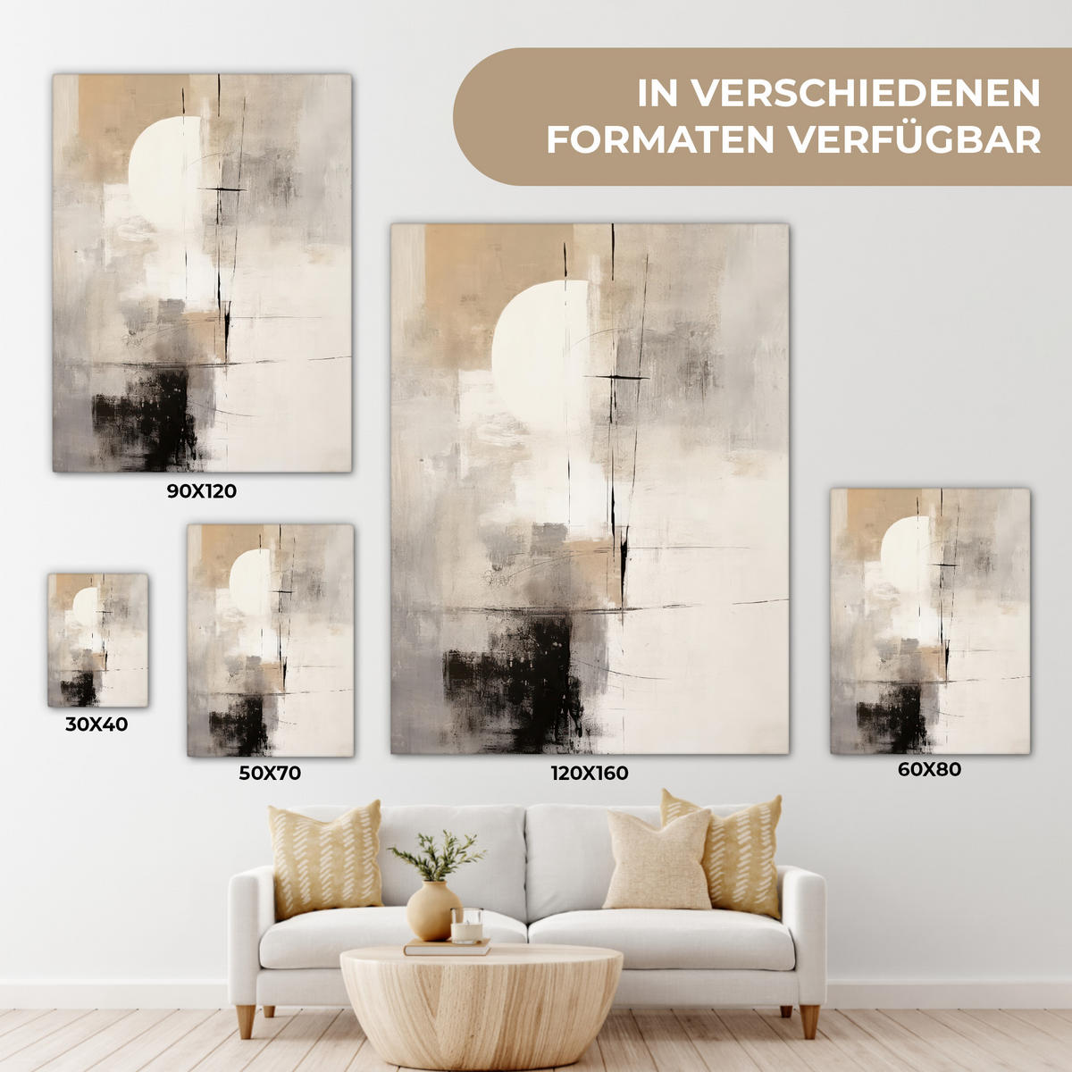 LEINWANDBILD Abstrakt - Kunst - Grau 30x40 cm - Hellgrau, Textil (30/40cm) - MuchoWow