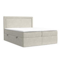BOXBETT Tribeca Beige Grau 180/200 cm mit Taschenmatratze und Topper - Beige/Schwarz, Holz/Holzwerkstoff (180/200cm) - Maison de Reve