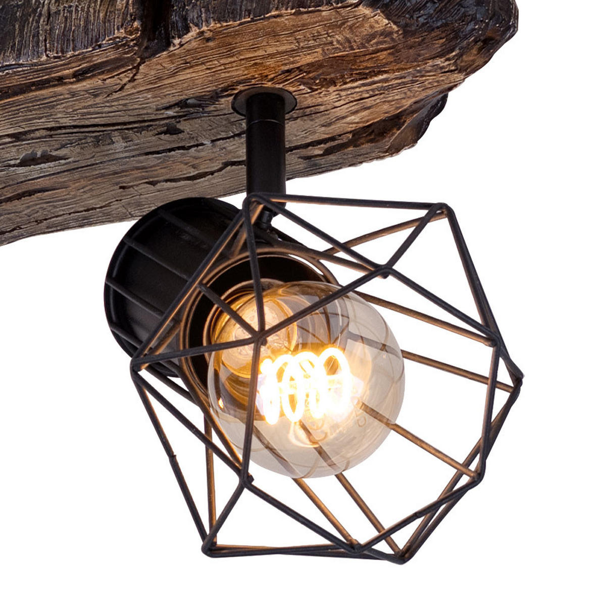 DECKENLEUCHTE Metall Schwarz Holzoptik - Schwarz, Metall (38.5/12/23cm) - Globo Lighting