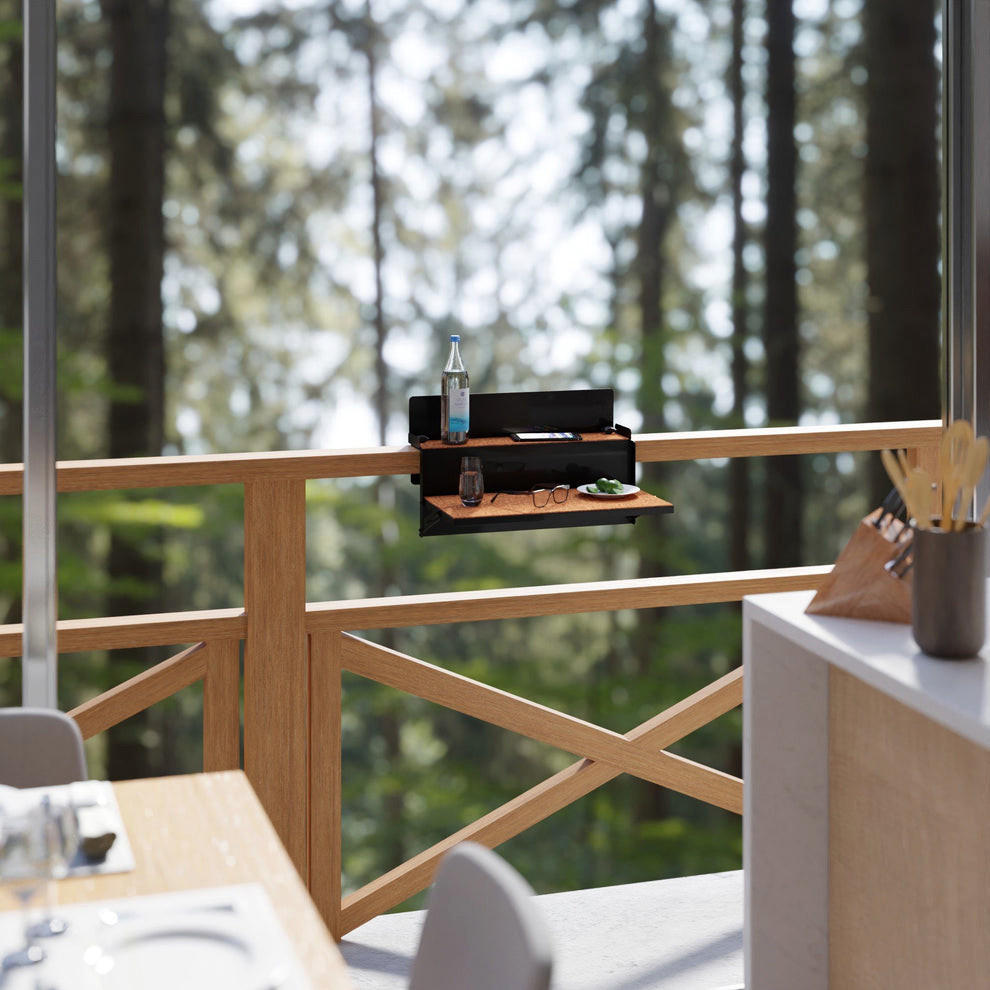 BALKONTISCH – hängend – LEVIRA – Modell 48 – Metall – Schwarz – 48x35x29 cm - Schwarz, Metall (35/48/29cm) - Letti Moderni