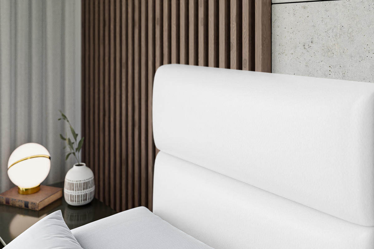 BOXSPRINGBETT BOXI3 KING - 120x200 - H3/H4 - Weiß Hochglanz - Weiß Hochglanz, Holzwerkstoff (120/200cm) - ALTDECOR