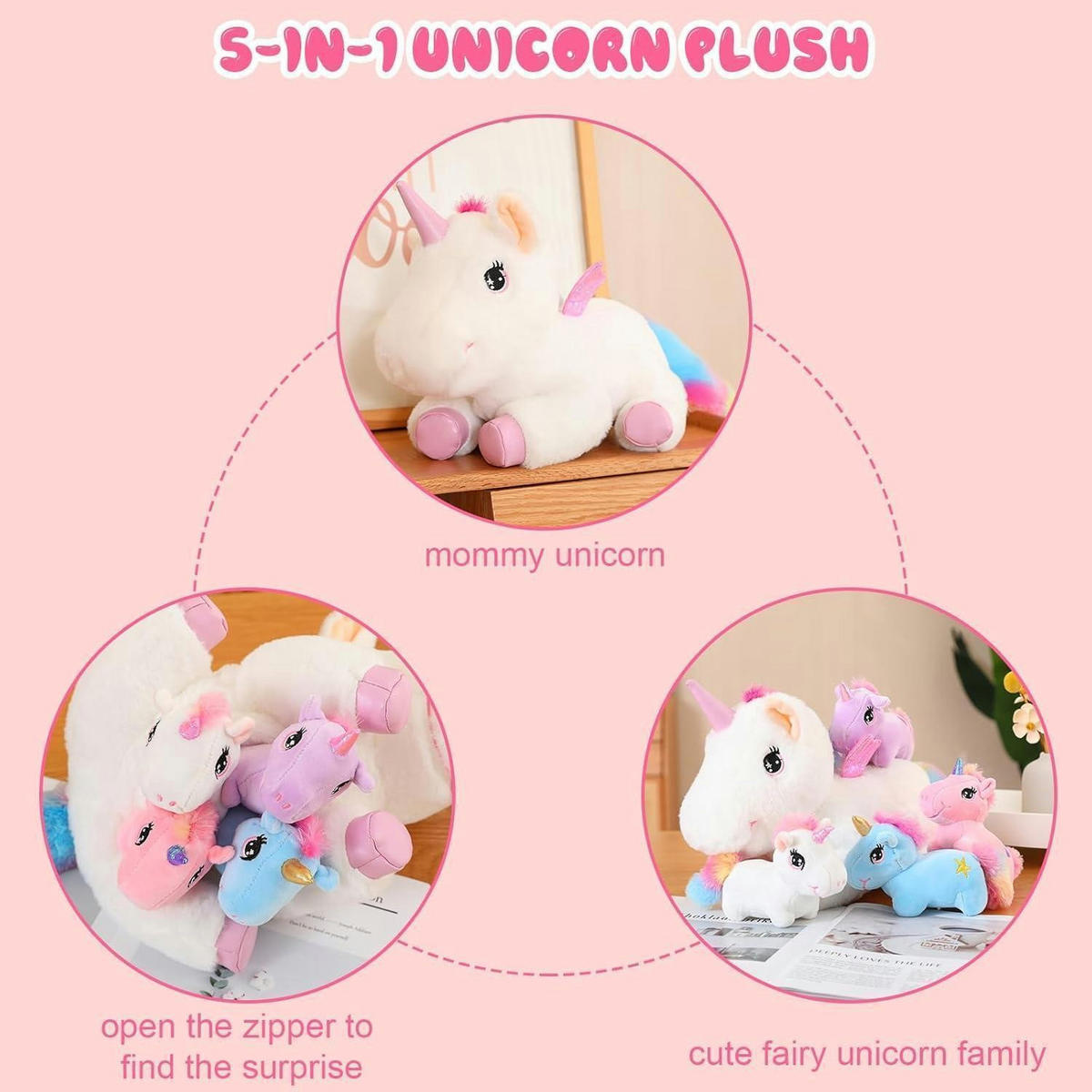 PLÜSCHTIER Einhorn mit 4 Baby-Einhörnern - Multicolor, Textil (30/39.9cm)