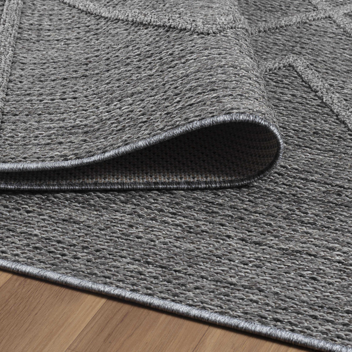TEPPICH Outdoor Boho Wetterfest Waschbar Balkon Terrasse OEKO-TEX Grau 200x290 cm Flur – IMST - Grau, Textil (290/200cm) - KADIMA DESIGN