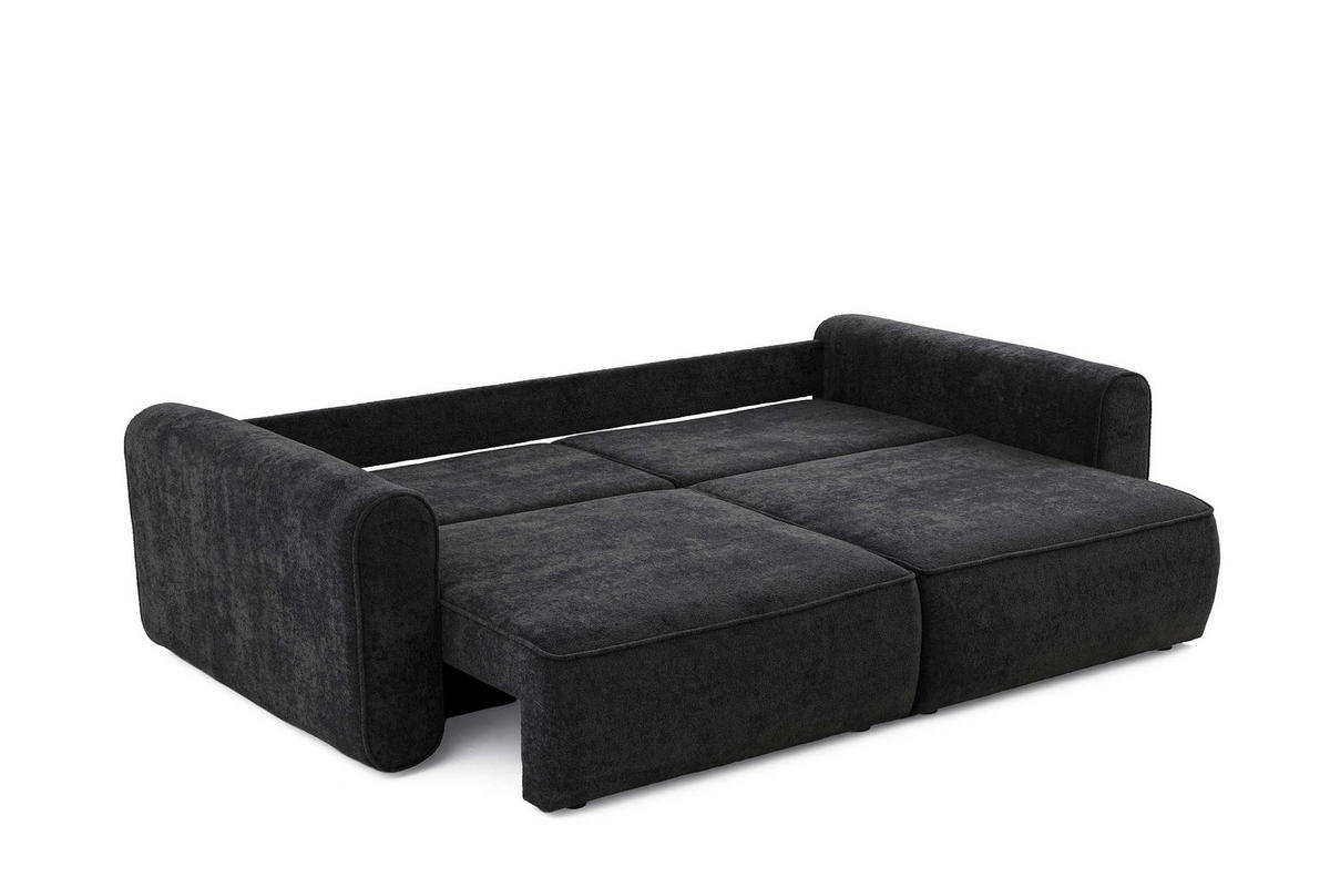 ECKSOFA MOTION mit Schlaffunktion 130x200 Webstoff Schwarz - Schwarz, Holz/Textil (250/120cm) - Muffo