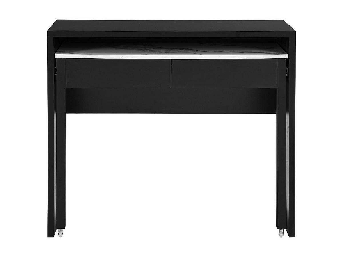 KONSOLENSCHREIBTISCH ausziehbar mit 2 Schubladen - Schwarz & Marmor-Optik Weiß - LOAVIA - Schwarz/Weiß, Holz (40/100/87cm) - Vente-Unique
