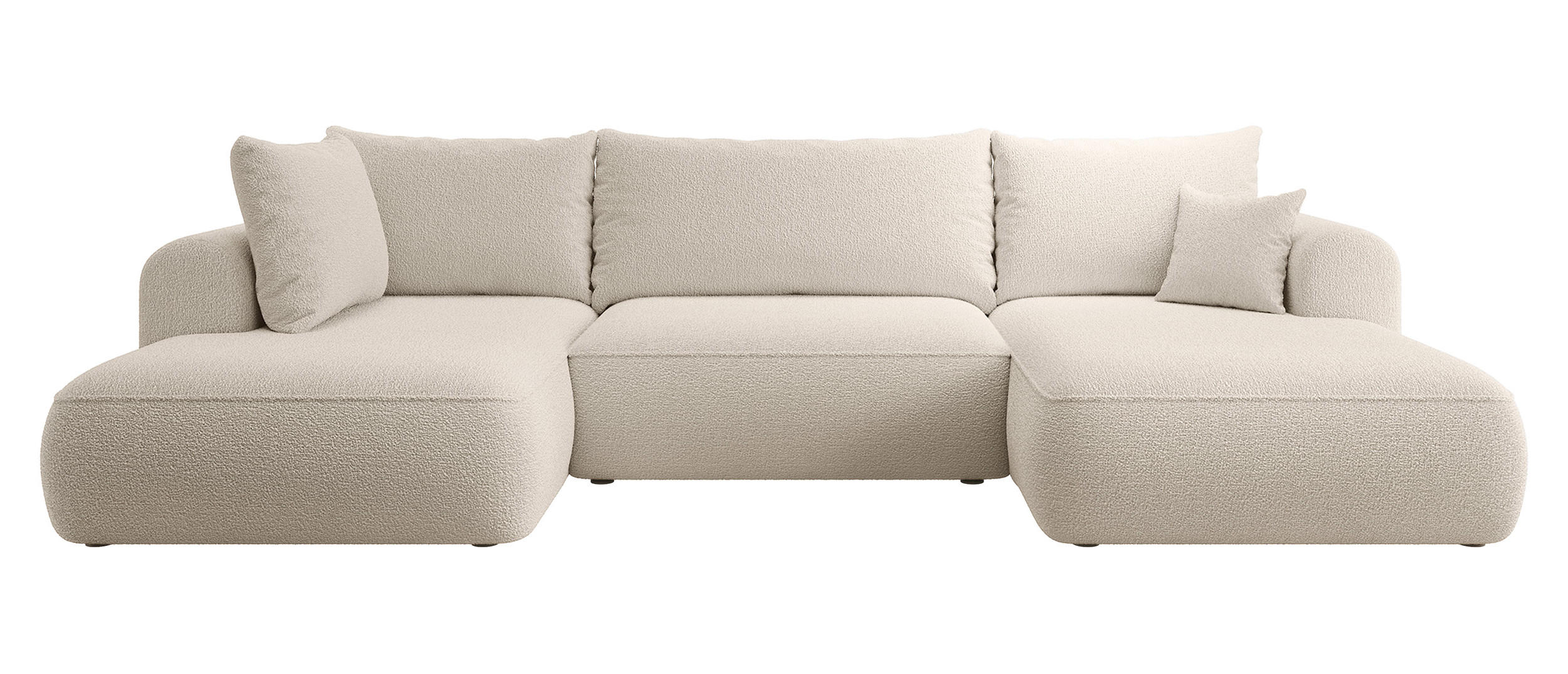 WOHNLANDSCHAFT Ovo Beige Boucle - Beige/Schwarz, Textil (375/95/185cm) - Selsey