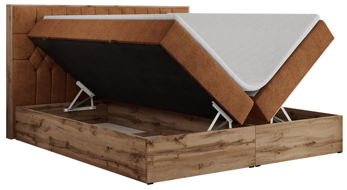BOXBETT AMORE 140/200 Orange Struktur - H3 - Orange, Holz/Textil (140/200cm) - MKS