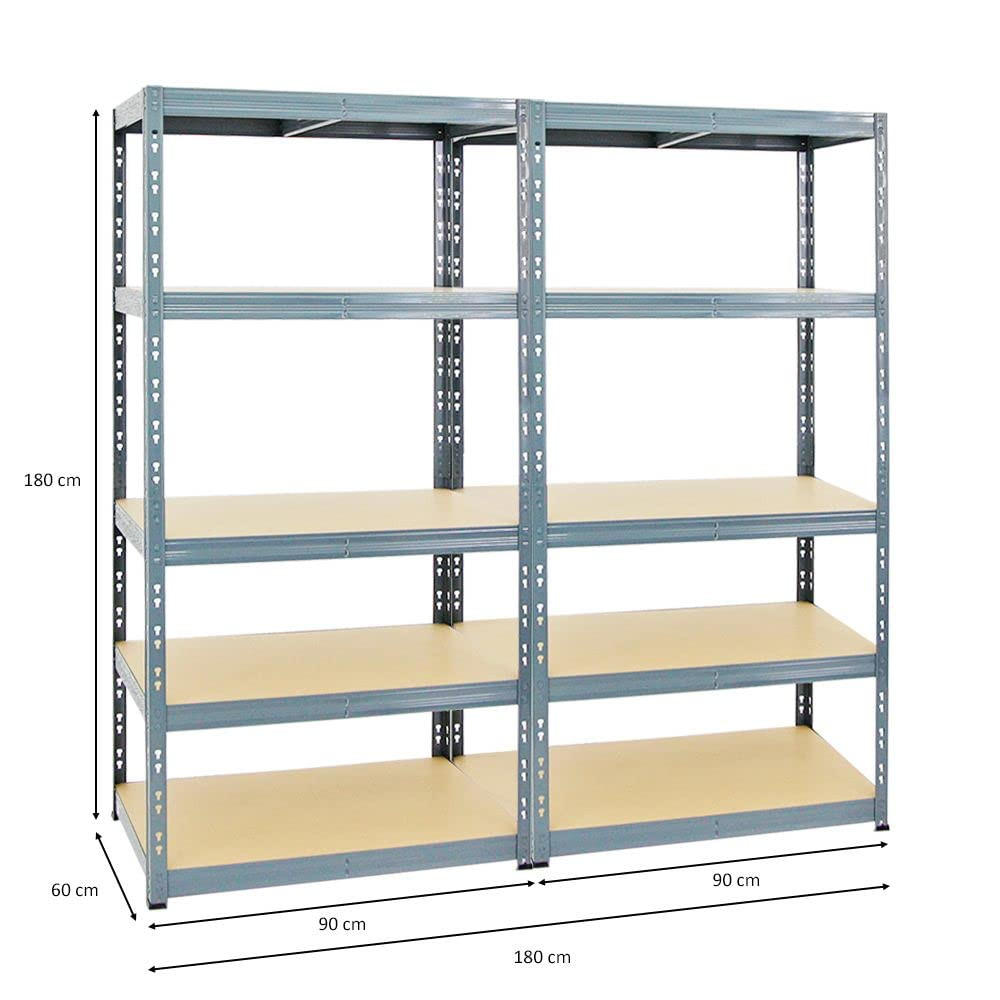 SCHWERLASTREGAL Tiger 2er-Set mit 2x 180x90x60 cm Fachlast 265 kg Grau - Grau, Metall (180/180/60cm) - PROREGAL