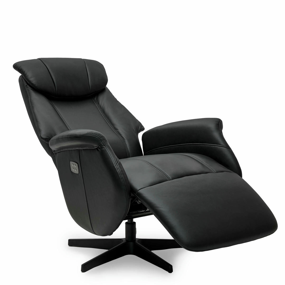 RELAXSESSEL Echtleder Schwarz - Schwarz, Leder/Metall (76/115/83cm) - Furnhouse