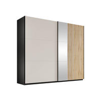 SCHIEBETÜRENSCHRANK Evora 250 - Kaschmir/Schwarz, Holzwerkstoff/Kunststoff (250/215/65cm) - MIRJAN24