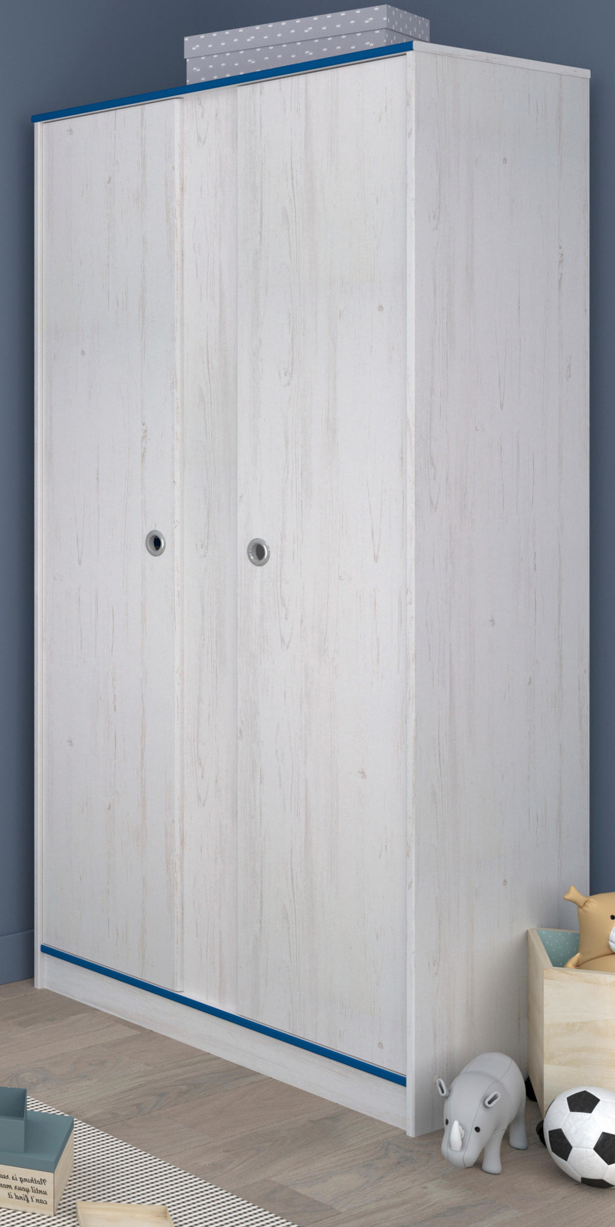 KINDERZIMMER Set Kleiderschrank Schreibtisch Kommode Bett 90x200 cm - Weiß/Kieferfarben, Holz/Holzwerkstoff (203/182/95cm) - Parisot Meuble