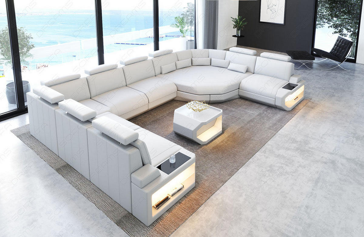 LEDERSOFA Asti L - Weiß, Leder (427/93/280cm) - Sofa Dreams