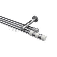 INNENLAUF-GARDINENSTANGEN-SET Siteno Mavell 100 cm, 2-läufig, 20 mm Ø Chrom - Chromfarben/Weiß, Metall (100cm) - INTERDECO