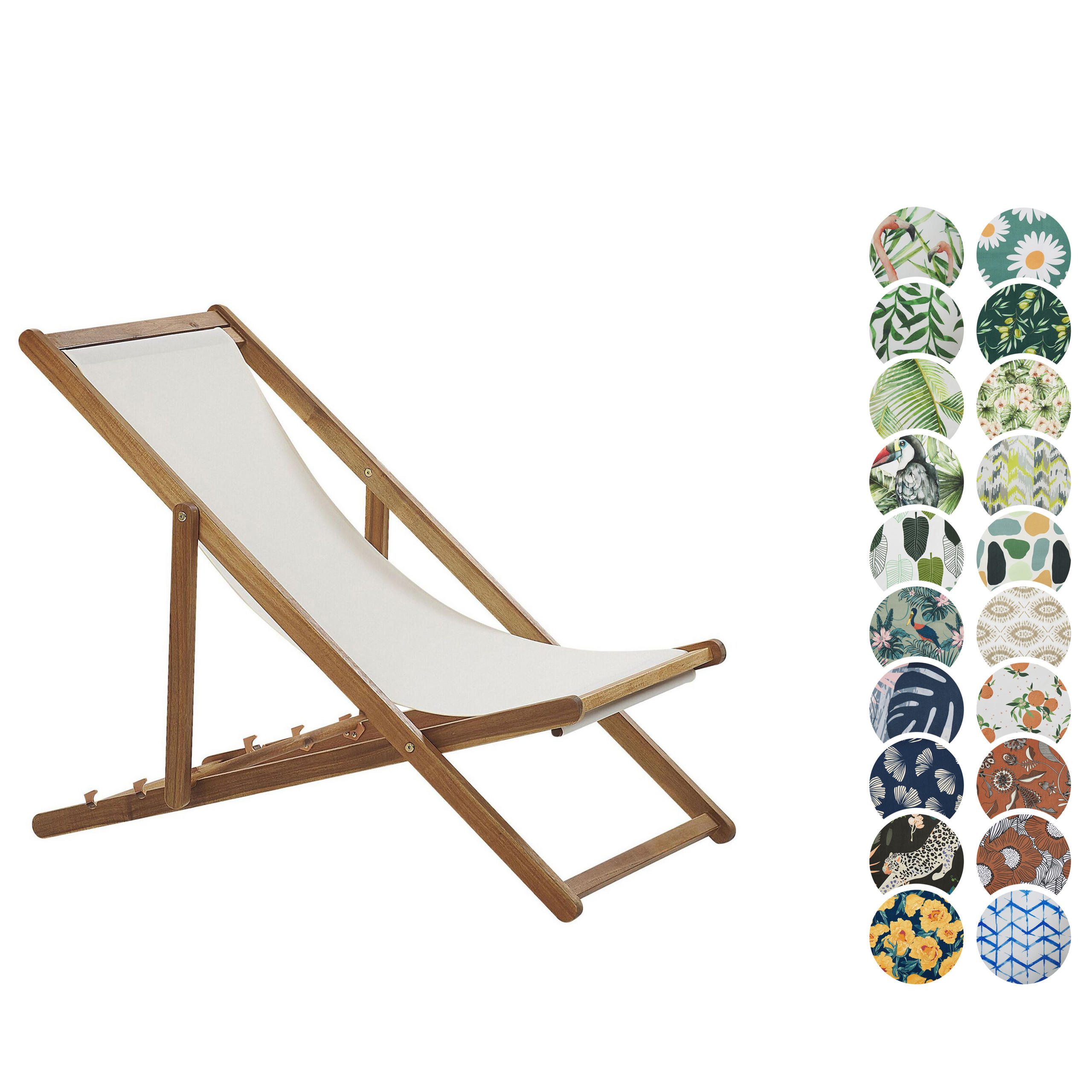 GARTENLIEGE mit 2 Ersatzstoffbezügen hellbraun/weiß Anzio - Hellbraun/Weiß, Textil (54/70/97cm) - Beliani