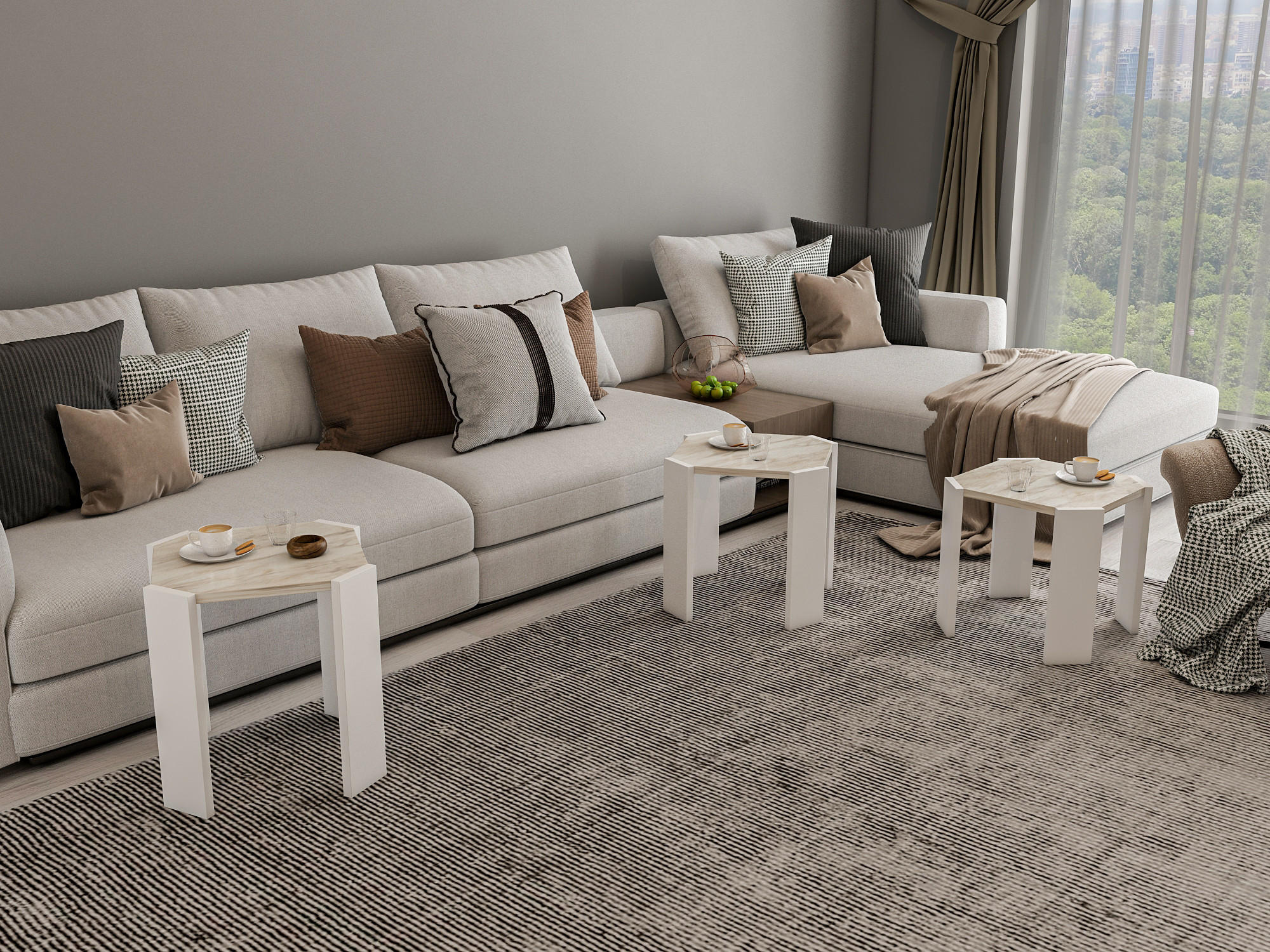 COUCHTISCH Lori Weiss Marmor - Weiß, Holzwerkstoff (44.5/44.5/41cm) - Decorotika