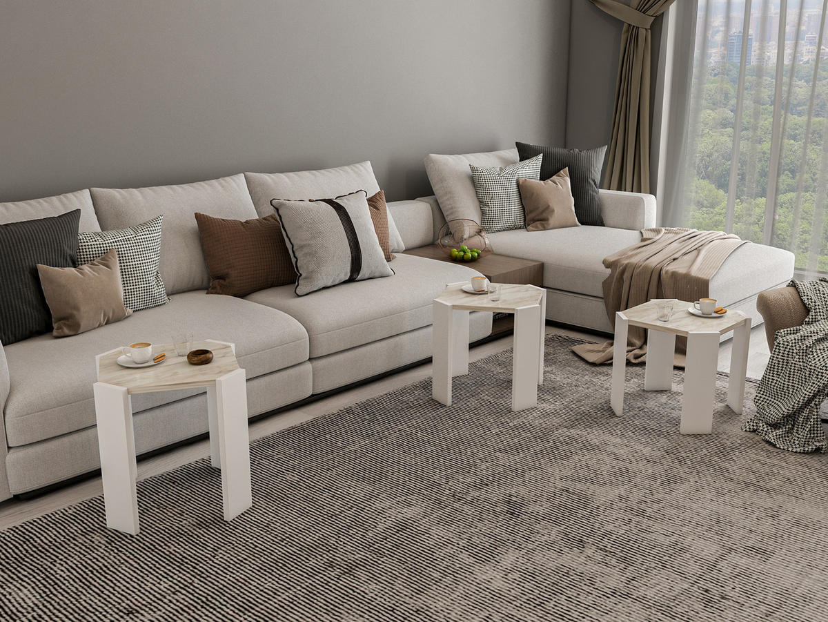 COUCHTISCH Lori Weiss Marmor - Weiß, Holzwerkstoff (44.5/44.5/41cm) - Decorotika
