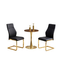 ESSGRUPPE DE-39414 3-teilig, mit 2 Stühlen und Rautenmuster Schwarz - Schwarz, Metall (60/72/60cm) - ComfortXL