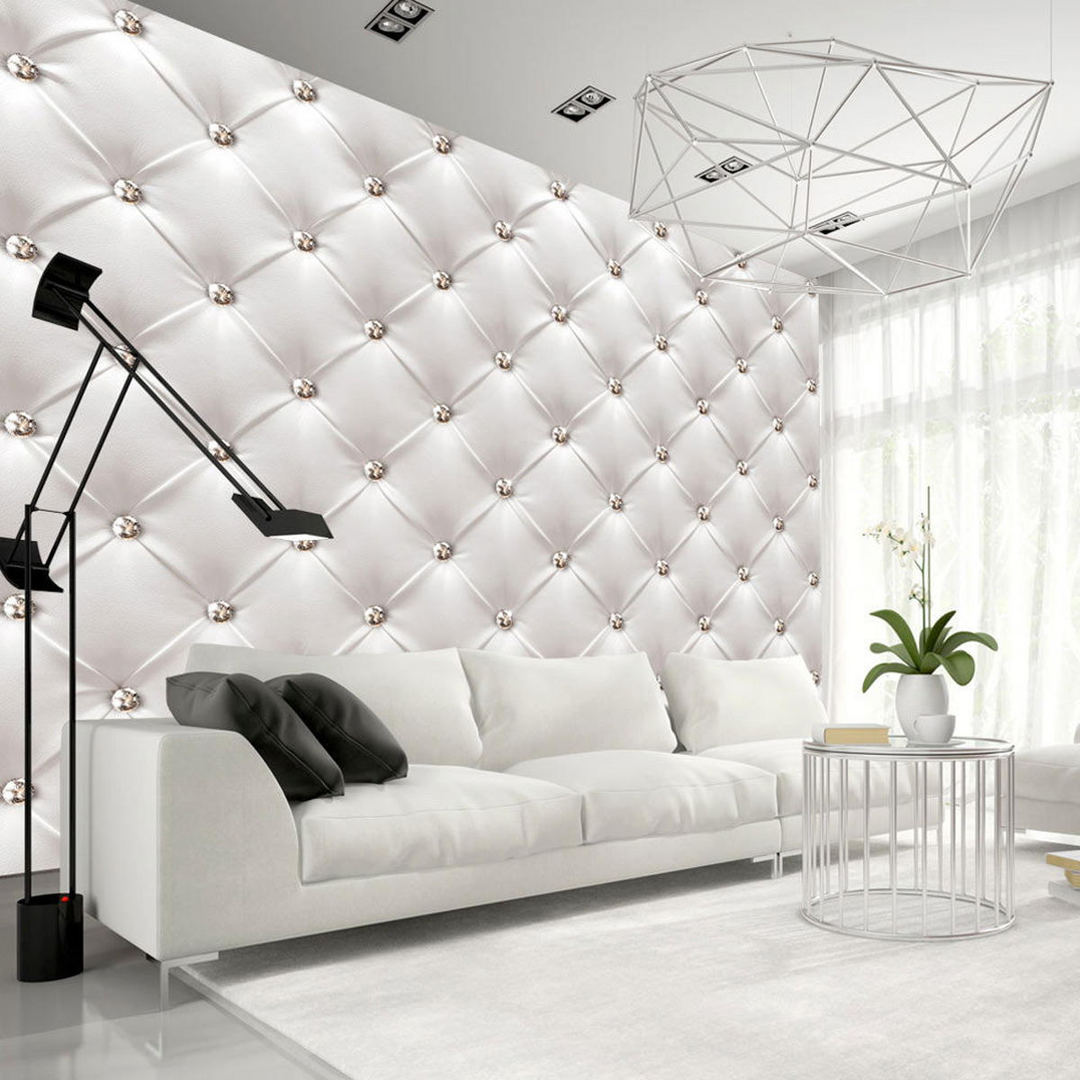 SELBSTKLEBENDE FOTOTAPETE 98/70 cm - Silberfarben/Weiß, Textil (98/1cm) - KUNSTLOFT