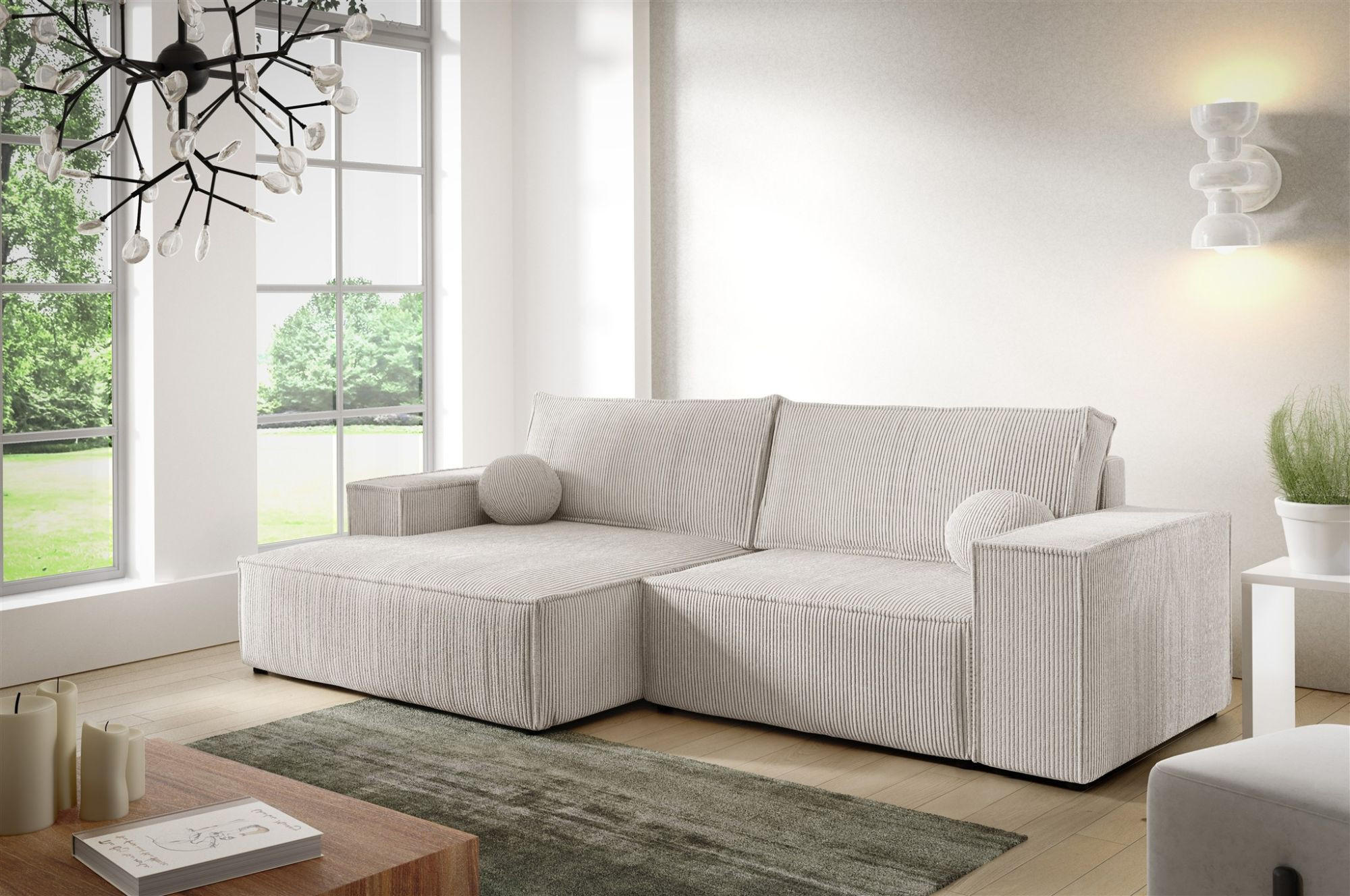ECKSOFA Corunia Xs - Weiß, Holzwerkstoff/Textil (255/148cm) - Fun Möbel