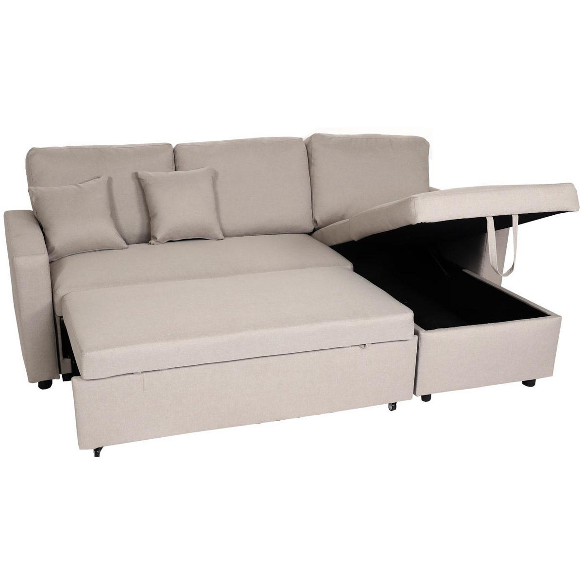 ECKSOFA MIT BETTKASTEN Beige - Beige, Textil (228/151cm) - MCW