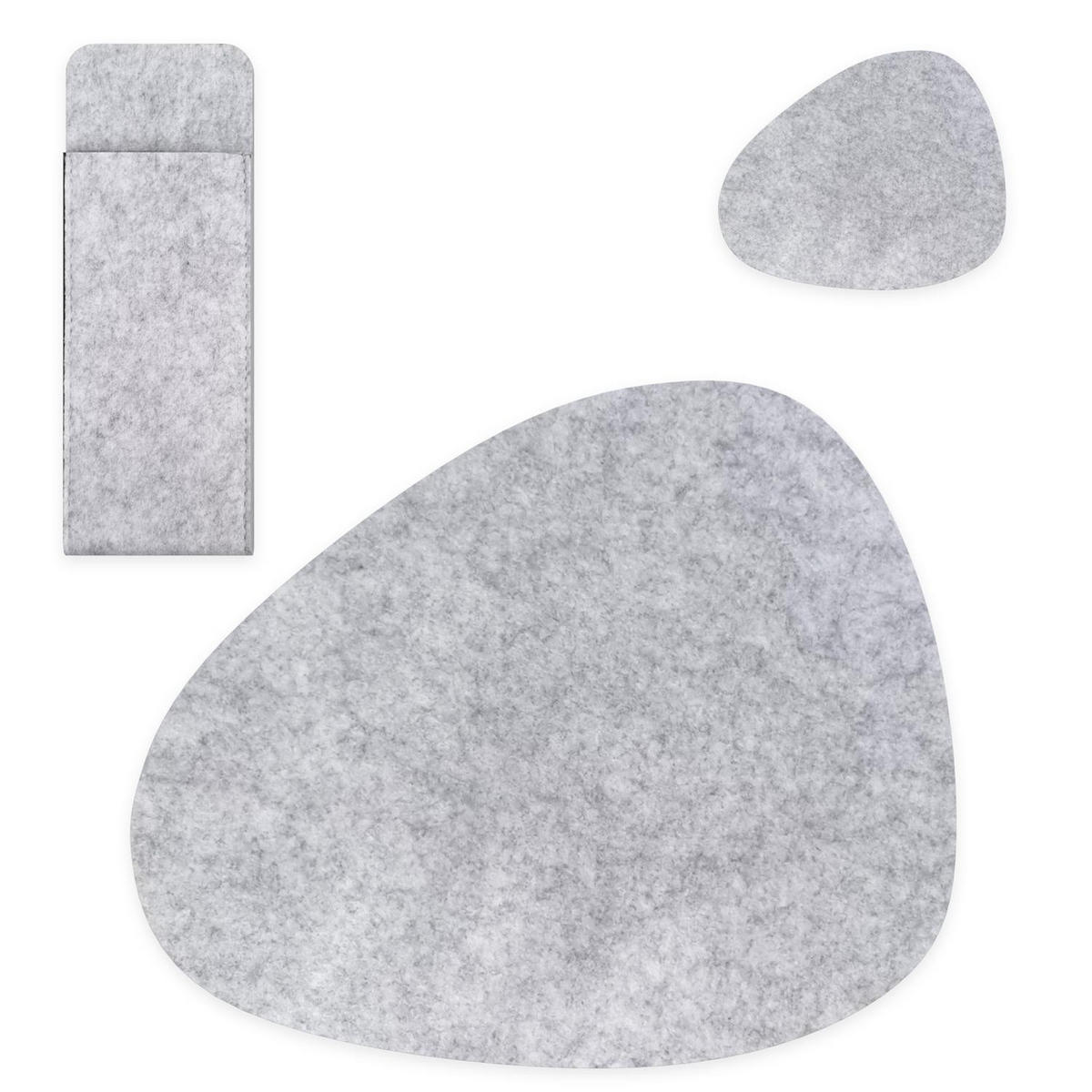 FILZUNTERSETER-SET (6-tlg.) - Grau, Textil (33/43cm) - Intirilife